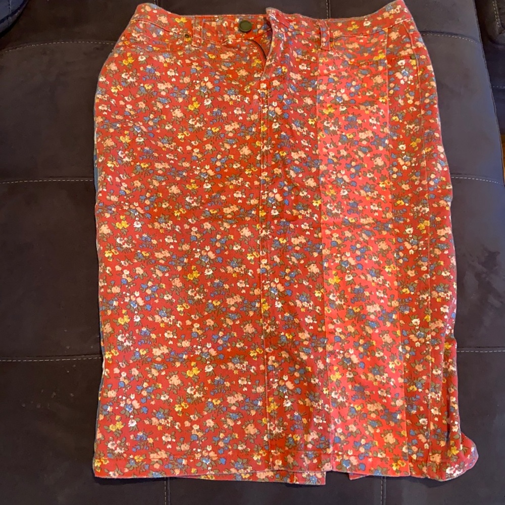 Anthropologie flower jean skirt